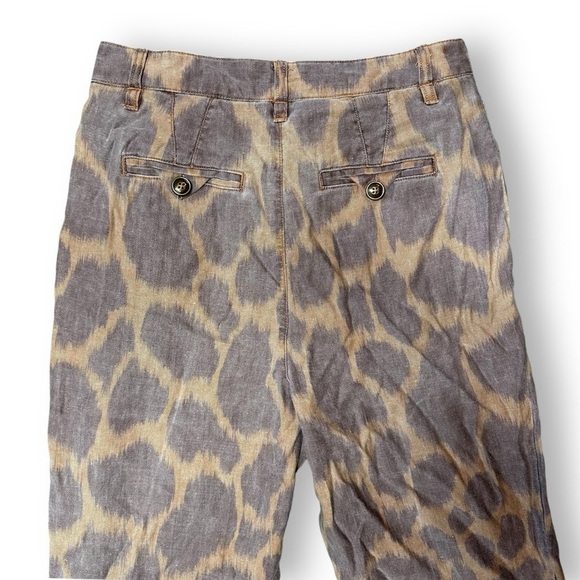 By Anthropologie Tamarind Linen Tapered Jogger Animal Giraffe Print Trouser SZ 2 - Picture 12 of 16
